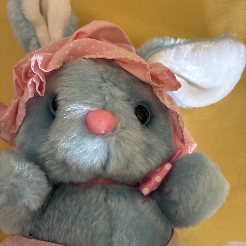 1989 FAIRVIEW BUNNY Rabbit BLUE White Feet Plush Stuffed Animal Toy Vintage 10" - Picture 2 of 11